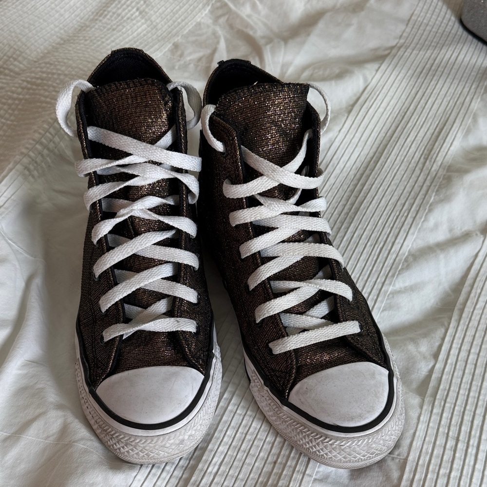 Converse Black and Gold Sparkle High-Tops